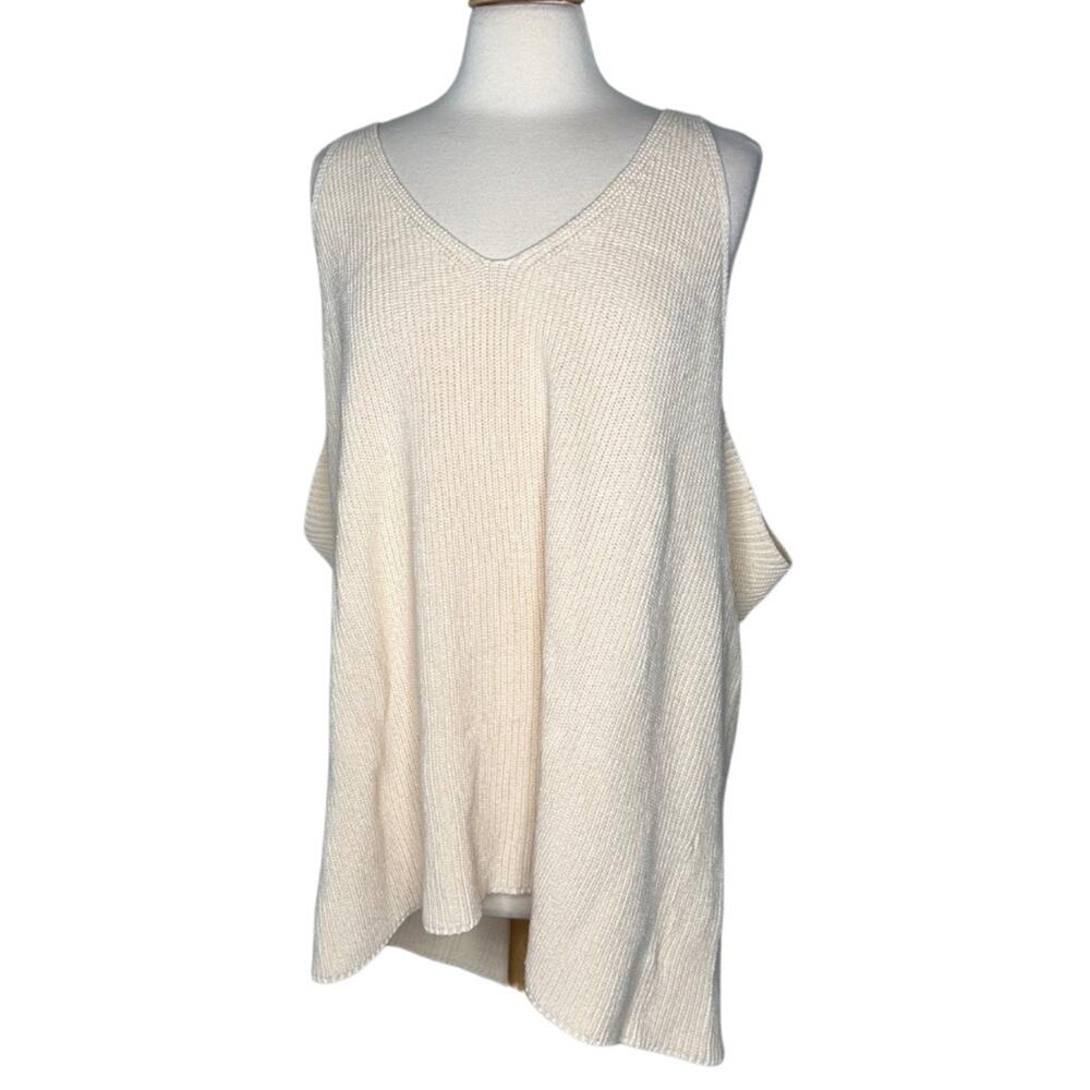 The Drop Cream Knit Deep VNeck Plus Size Sweater Tank Top Sexy Date Night BK1